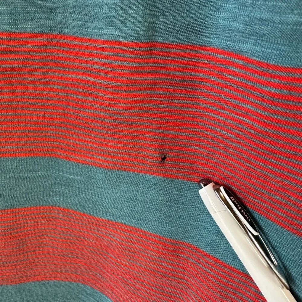 North Face Red Blue Striped Polo Shirt Golf Casual Short Sleeve Men Medium